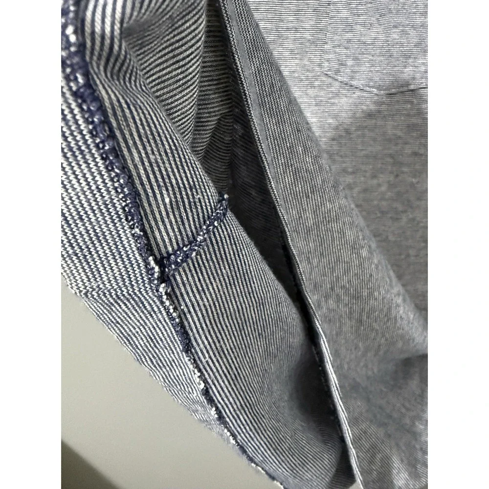 Vtg Men Polo Shirt XL Tall‎ Blue Striped Logo Le Chat USA 80s Preppy Old Money